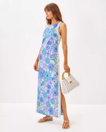 MARLEIGH STRETCH MAXI SHIFT DRESS, MULTI LET IT GOGH