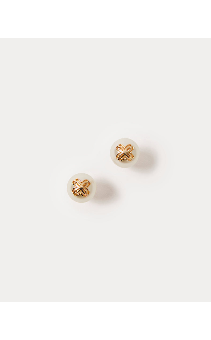 LP LOGO PEARL STUD EARRINGS, RESORT WHITE