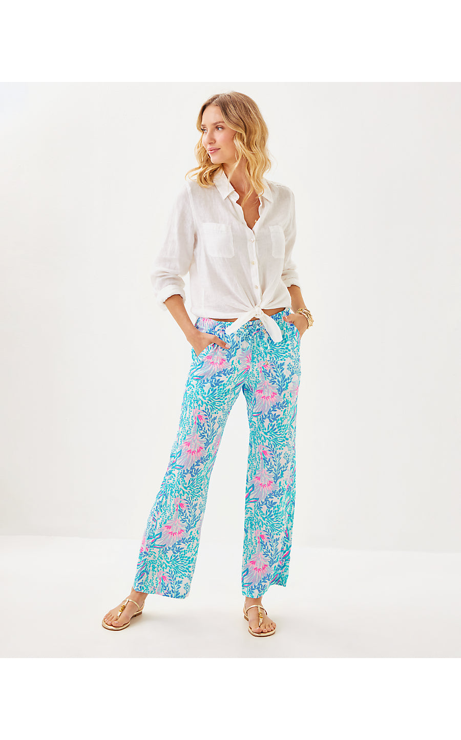 BRAWLEY LINEN PANT, MULTI VIA DEL MAR