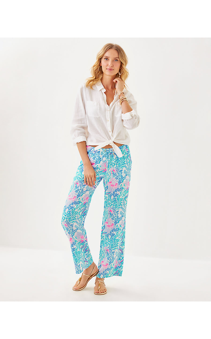 BRAWLEY LINEN PANT, MULTI VIA DEL MAR