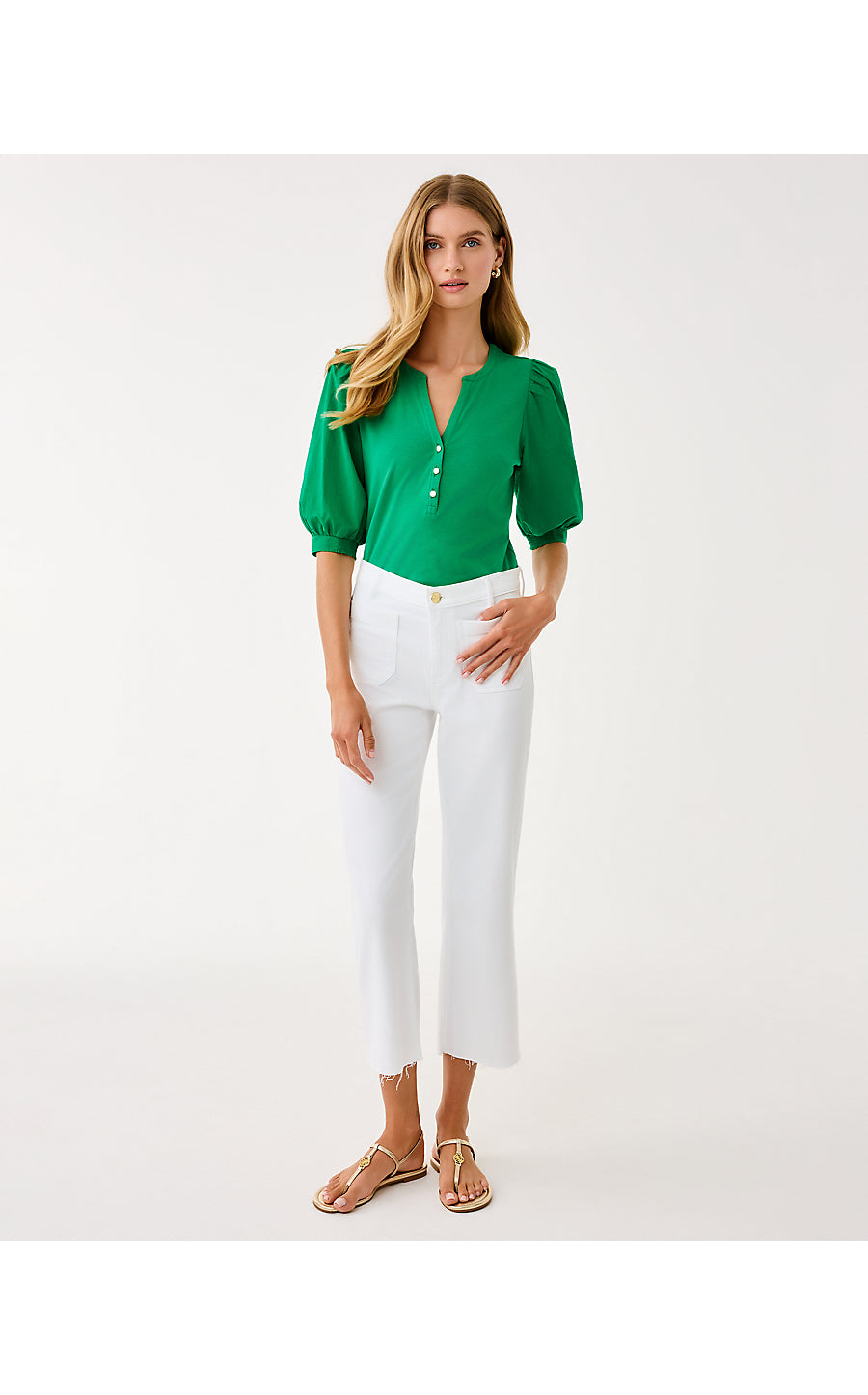 RONSON KNIT TOP, BAMBOO GREEN