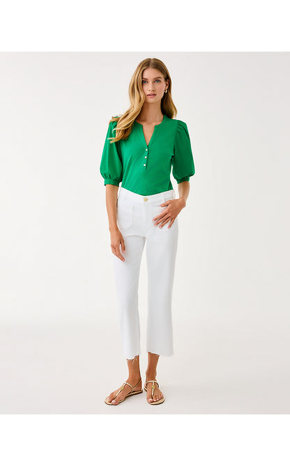 RONSON KNIT TOP, BAMBOO GREEN