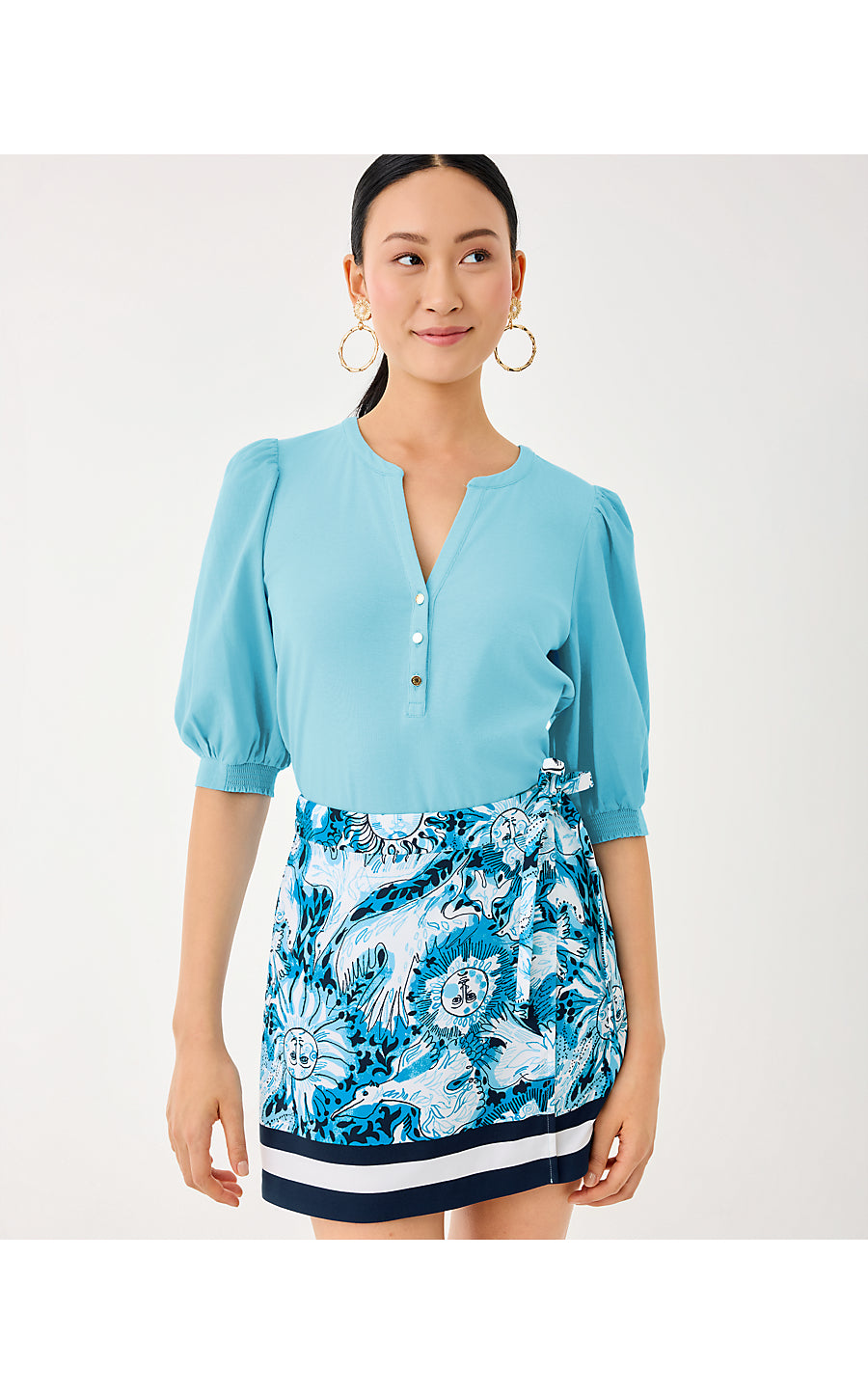 RONSON KNIT TOP, BELLEVUE BLUE