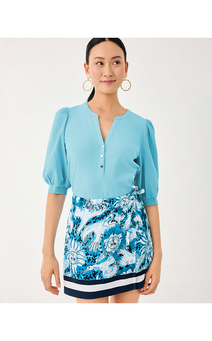 RONSON KNIT TOP, BELLEVUE BLUE