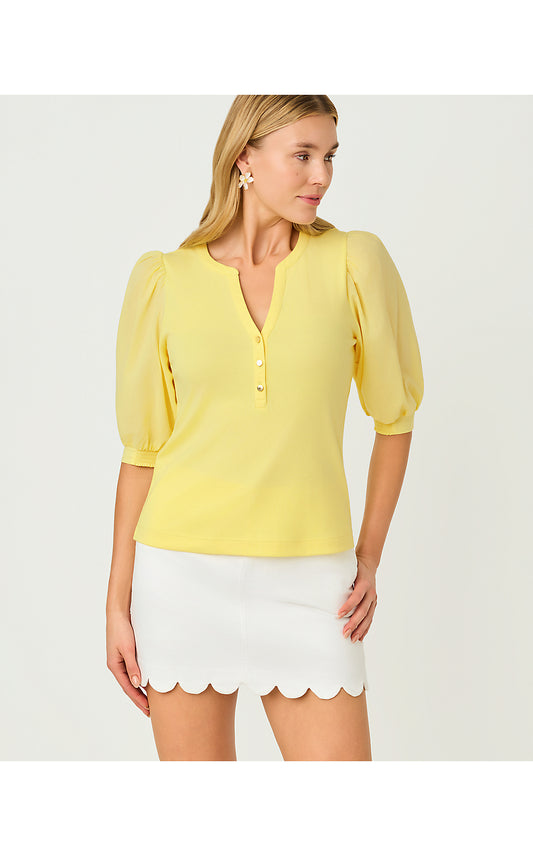 RONSON KNIT TOP, FINCH YELLOW
