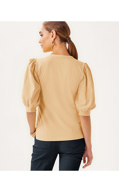 RONSON KNIT TOP, WICKER TAN