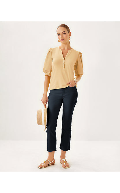 RONSON KNIT TOP, WICKER TAN