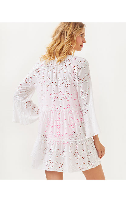 BRAILEY EYELET COVERUP, RESORT WHITE HIDEAWAY RAYON EYELET