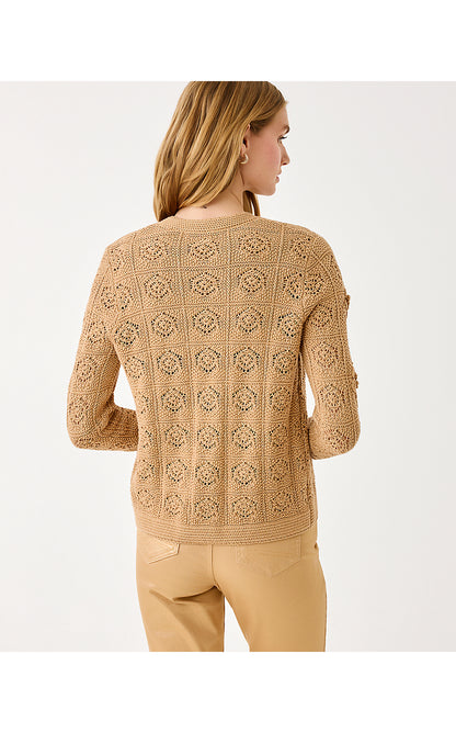 LENALIE CARDIGAN, RATTAN METALLIC GARDEN CROCHET