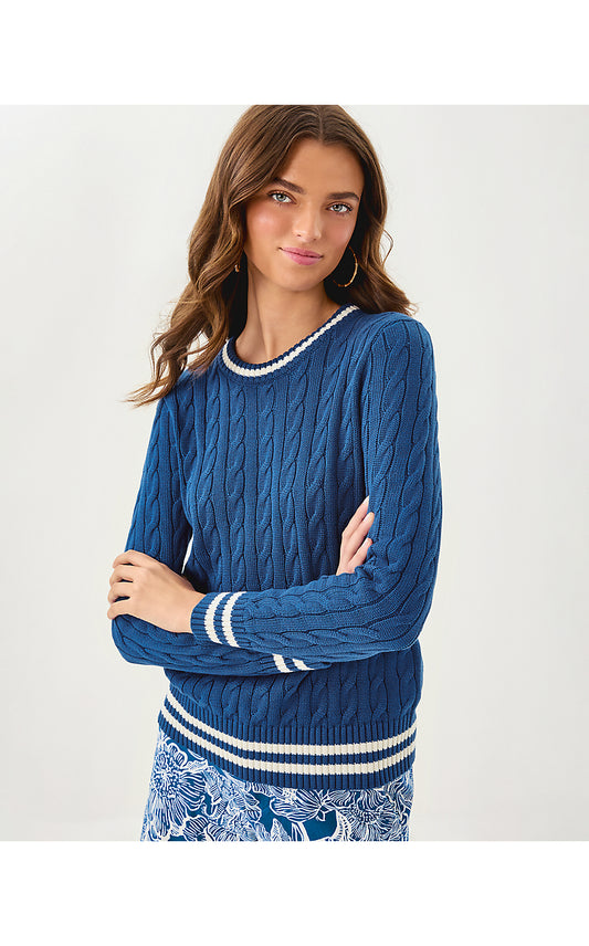 BROCKTON CREW NECK SWEATER, STARLIGHT NAVY X COCONUT TIPPING
