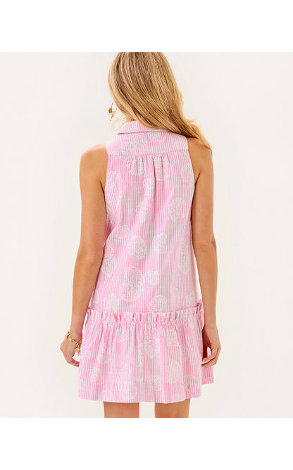 CAYLINN SLEEVELESS POPOVER, CONCH SHELL PINK PIGMENT PRINTED SECRET STRIPE