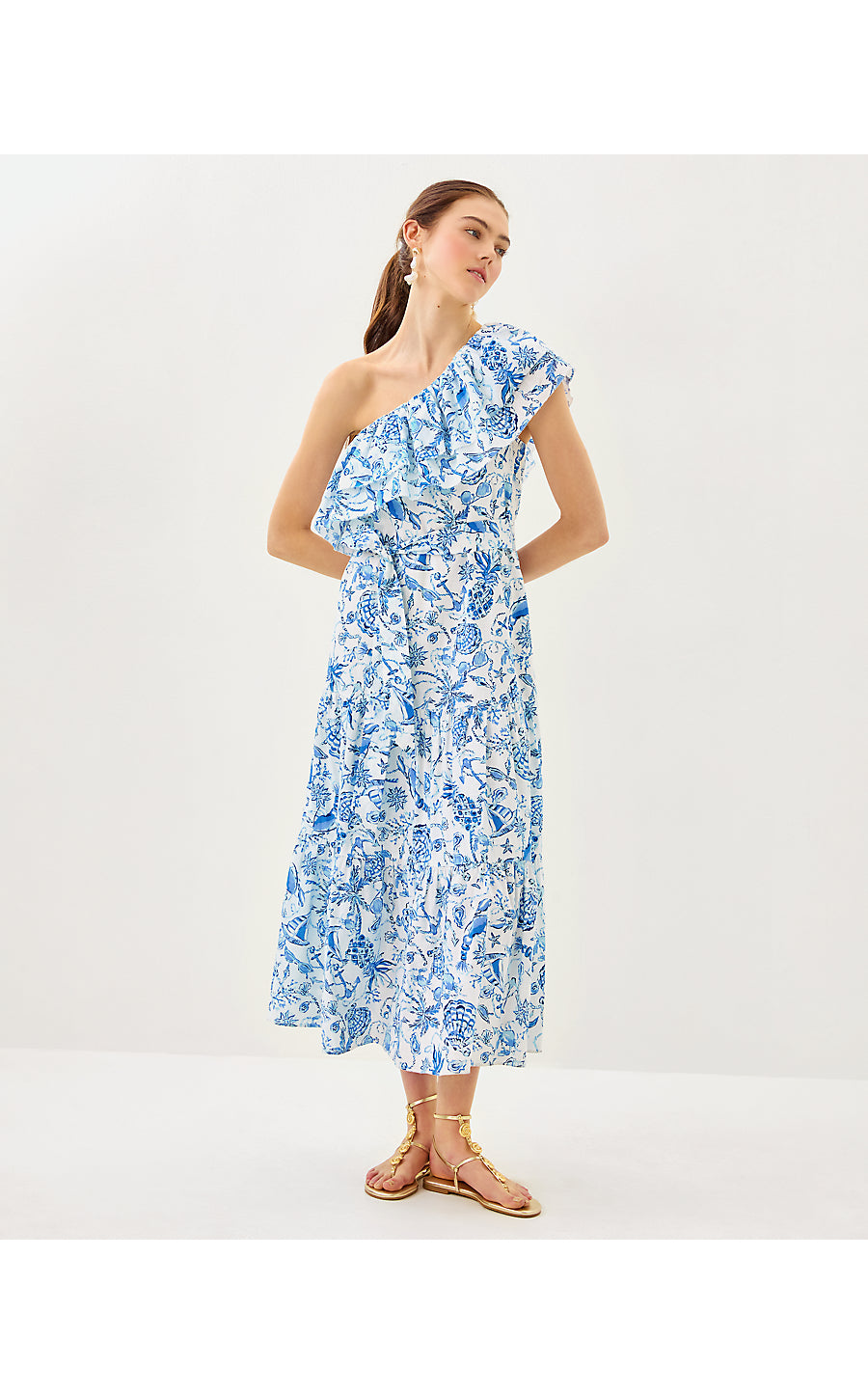 MAYELLA MIDI DRESS, RESORT WHITE BAREFOOT BEACHCOMBERS