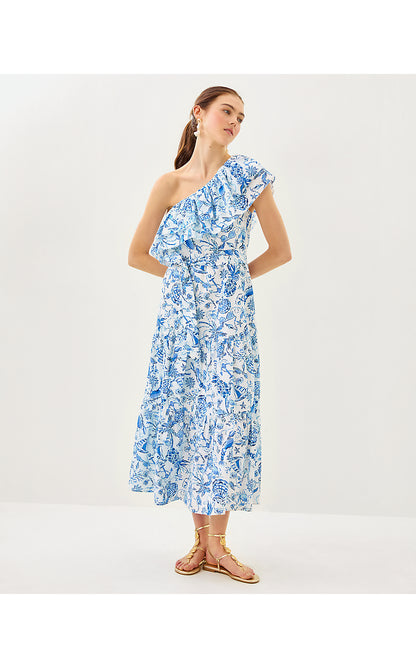 MAYELLA MIDI DRESS, RESORT WHITE BAREFOOT BEACHCOMBERS