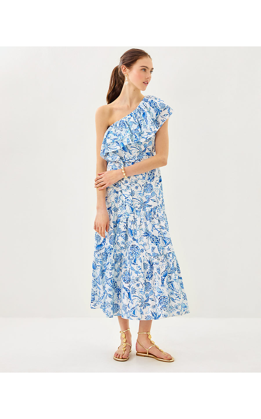 MAYELLA MIDI DRESS, RESORT WHITE BAREFOOT BEACHCOMBERS