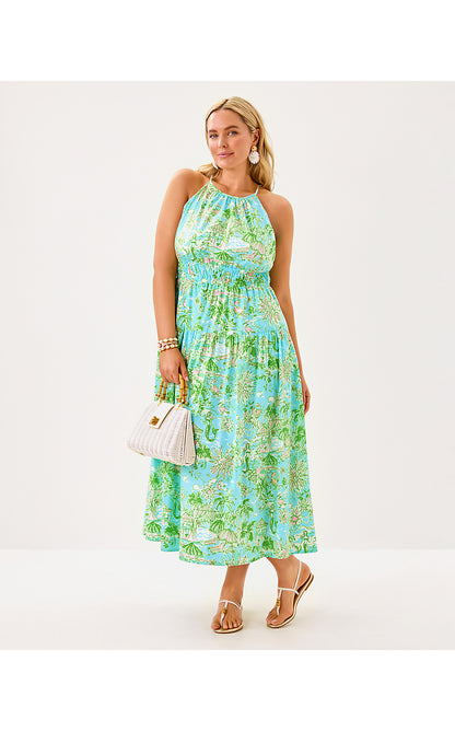 TALULLAH MAXI DRESS, FRESH WATER BLUE SUNBATHERS BLISS