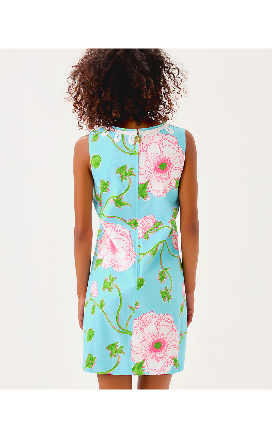 SIDONIE STRETCH SHIFT, FRESH WATER BLUE BURSTING BLOOMS ENGINEERED SHIFT