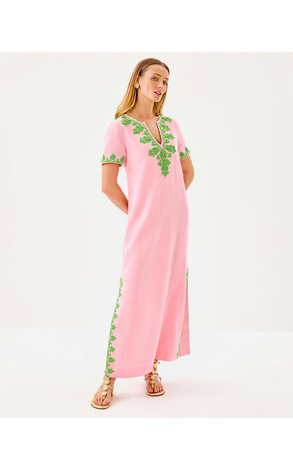ARIELLA LINEN MAXI DRESS, CONCH SHELL PINK