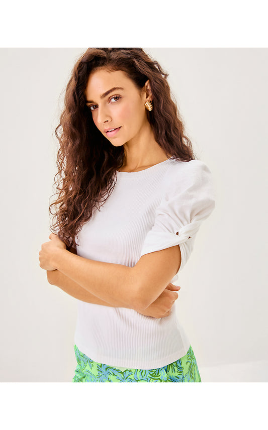 IGBY KNIT TOP, RESORT WHITE