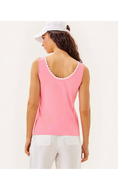 GABBIE CROCHET TRIMMED KNIT TOP, CONCH SHELL PINK