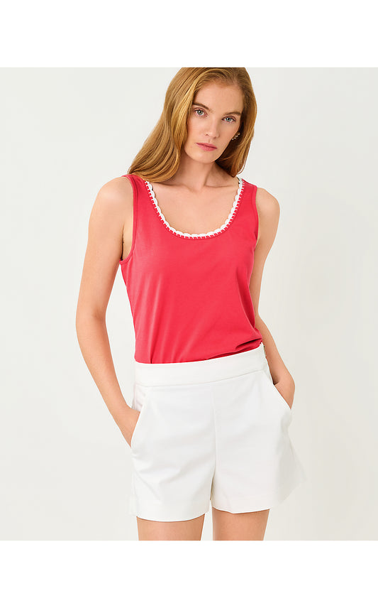 GABBIE CROCHET TRIMMED KNIT TOP, PARADISE PUNCH