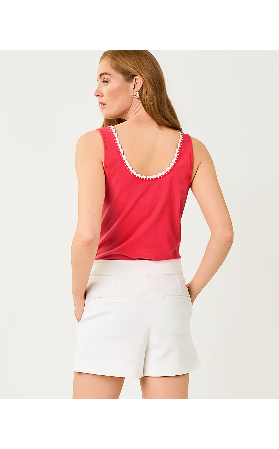 GABBIE CROCHET TRIMMED KNIT TOP, PARADISE PUNCH