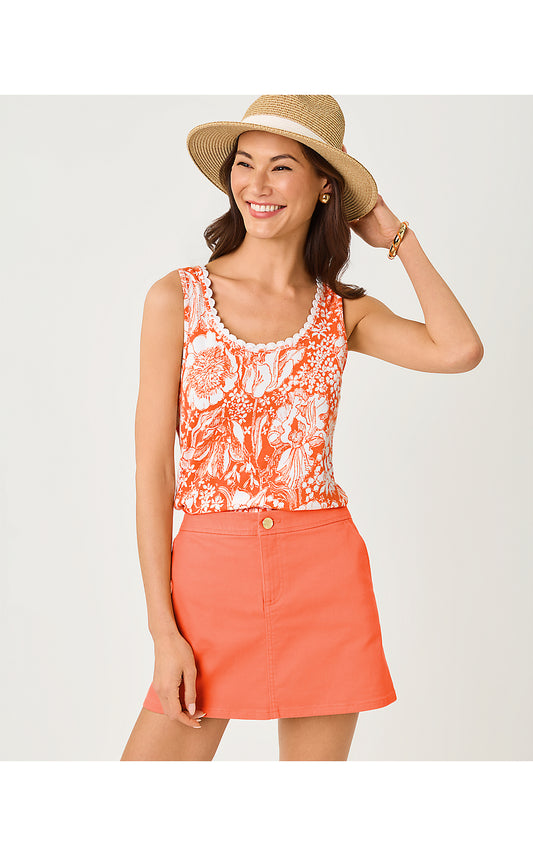 GABBIE CROCHET TRIMMED KNIT TOP, SUNSET ORANGE BUDDING ROMANCE