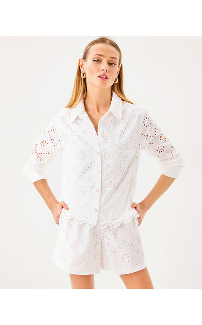 SINGRID EYELET TOP, RESORT WHITE BEACH HAVEN EYELET