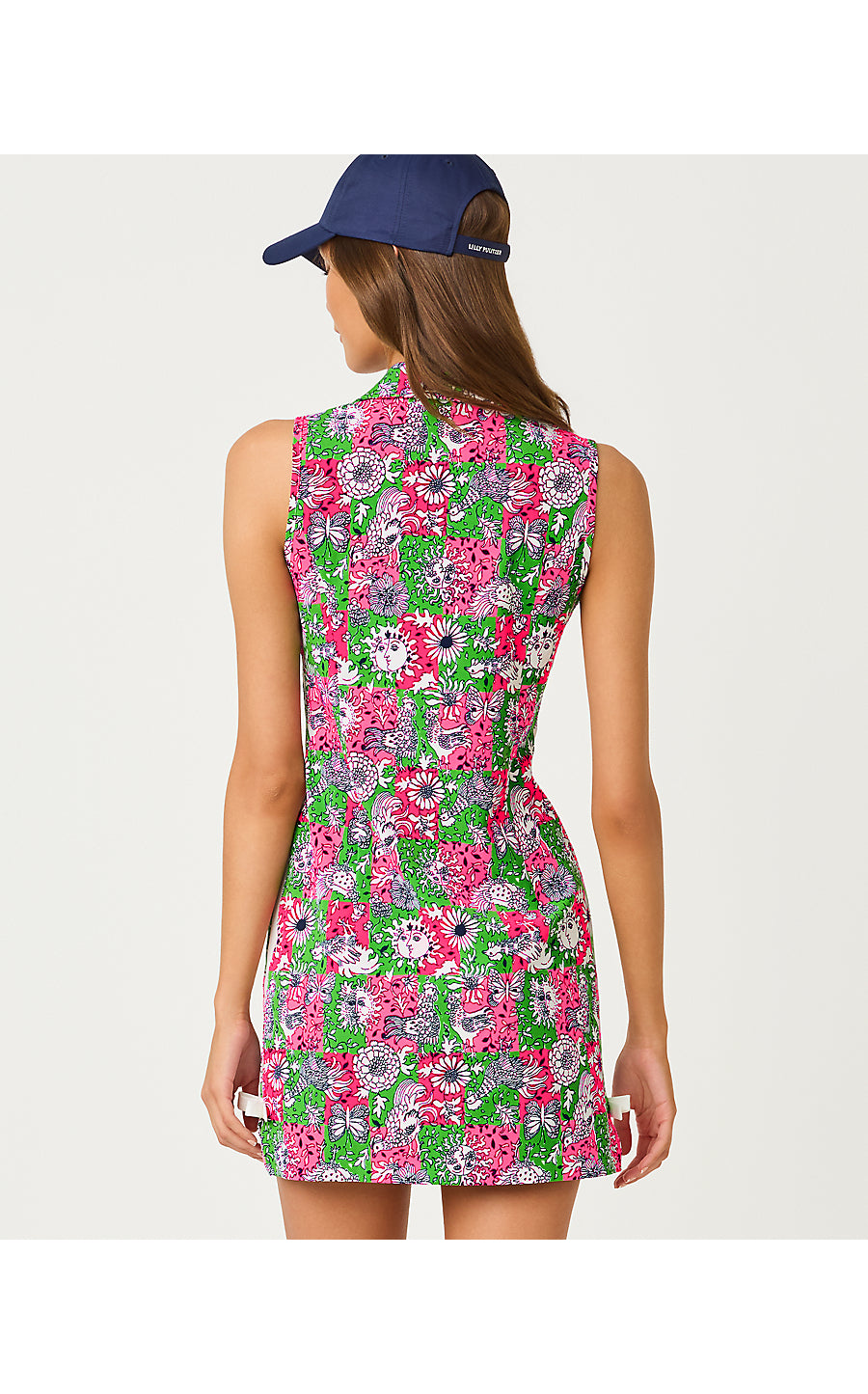 KATHY BOW DRESS UPF 50+, CHERRY BLOSSOM PINK LIL CHICKEN CHECK GOLF