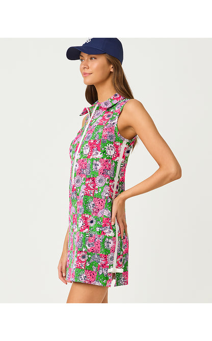 KATHY BOW DRESS UPF 50+, CHERRY BLOSSOM PINK LIL CHICKEN CHECK GOLF