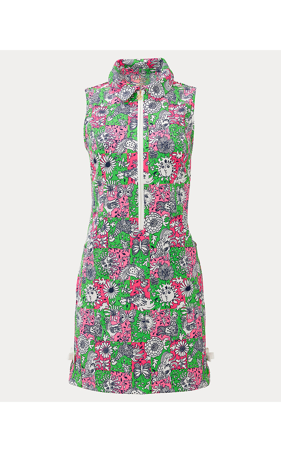 KATHY BOW DRESS UPF 50+, CHERRY BLOSSOM PINK LIL CHICKEN CHECK GOLF