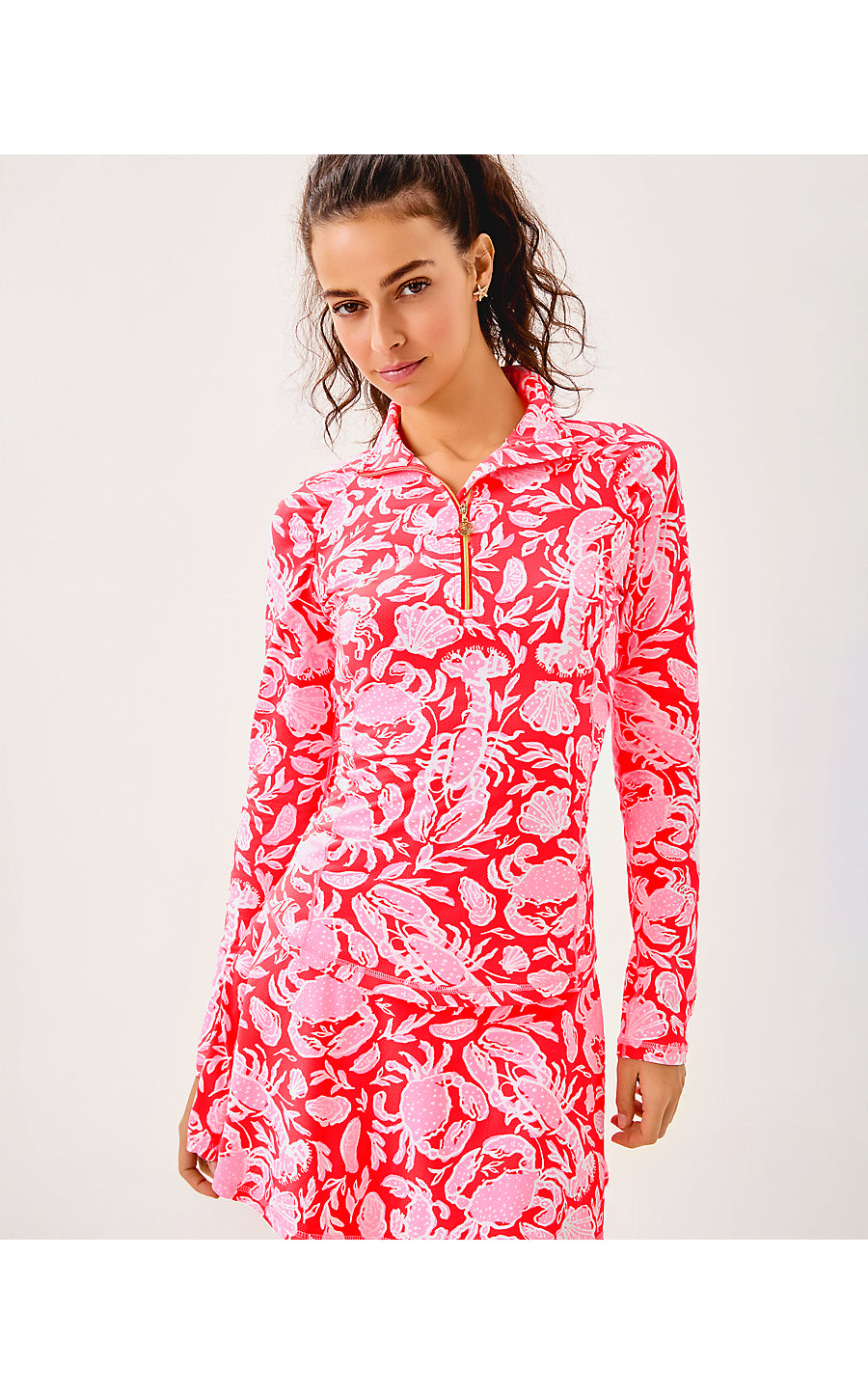 JUSTINE HALF ZIP UPF 50+, CANE CORAL CRAB COLLAB