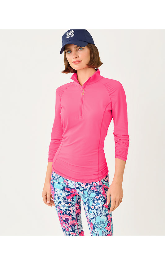 JUSTINE HALF ZIP UPF 50+, CHERRY BLOSSOM PINK