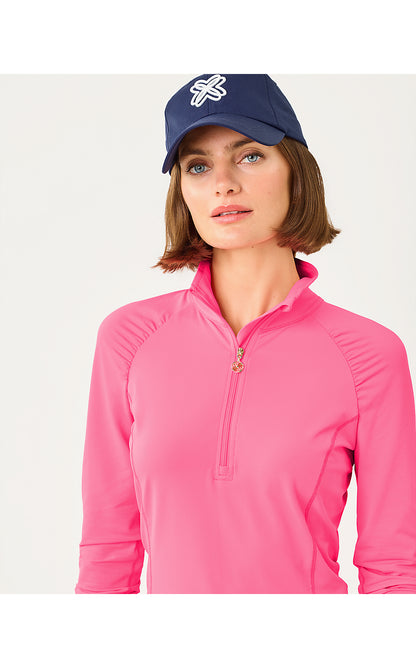 JUSTINE HALF ZIP UPF 50+, CHERRY BLOSSOM PINK