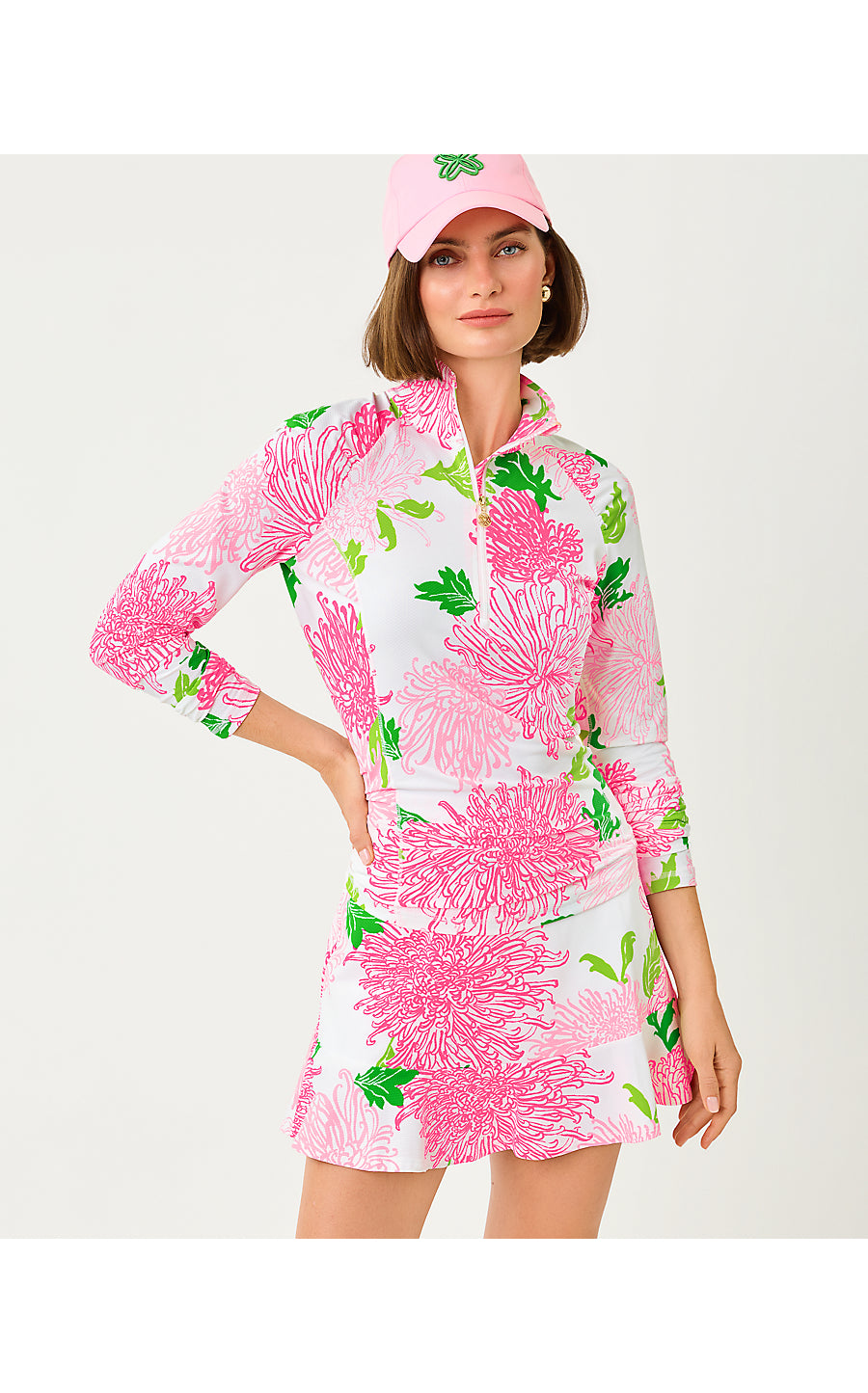 JUSTINE HALF ZIP UPF 50+, RESORT WHITE LIL GO WITH THE FLOW