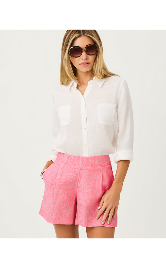 CAPTINA LINEN SHORT, CHERRY BLOSSOM PINK X PINK MUSE