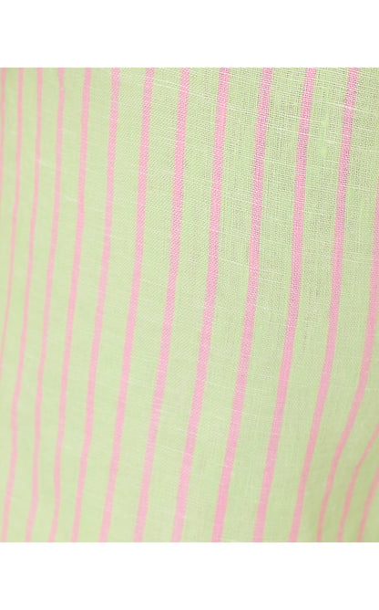 CAPTINA LINEN SHORT, PISTACHIO MACARON X CONCH SHELL PINK SAINT TROPEZ STRIPE