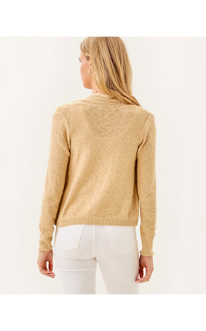FARETTA CARDIGAN, WICKER TAN METALLIC