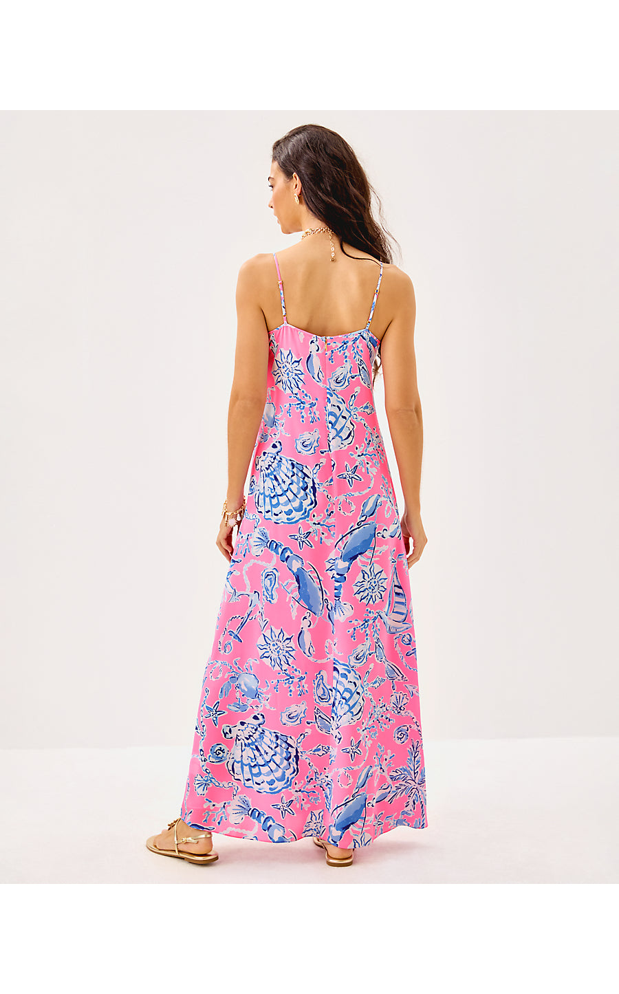 VERICA SILK MAXI DRESS, ROUSSEAU PINK OVERSIZED BAREFOOT BEACHCOMBERS