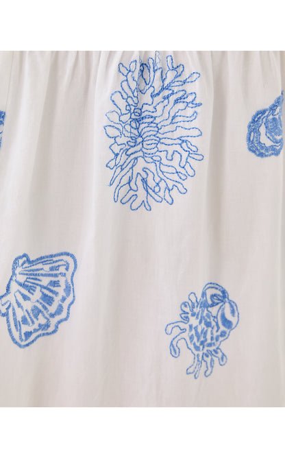 ZANNA EMBROIDERED COTTON DRESS, RESORT WHITE CASTAWAY EMBROIDERY