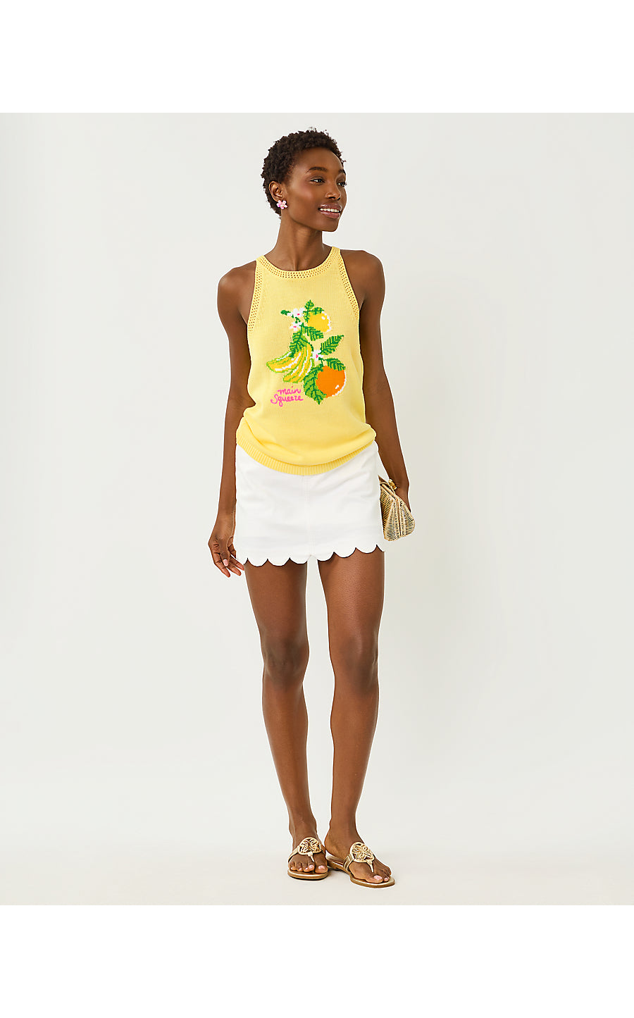EMRA SWEATER TANK, FINCH YELLOW ZESTY JACQUARD