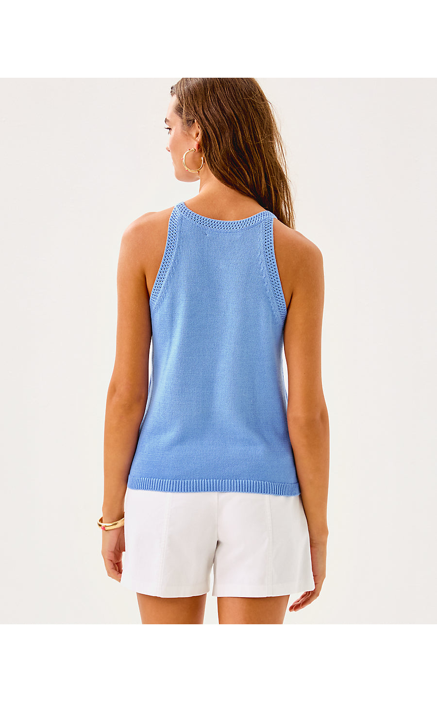 EMRA SWEATER TANK, JACARANDA BLUE LOBSTER JACQUARD