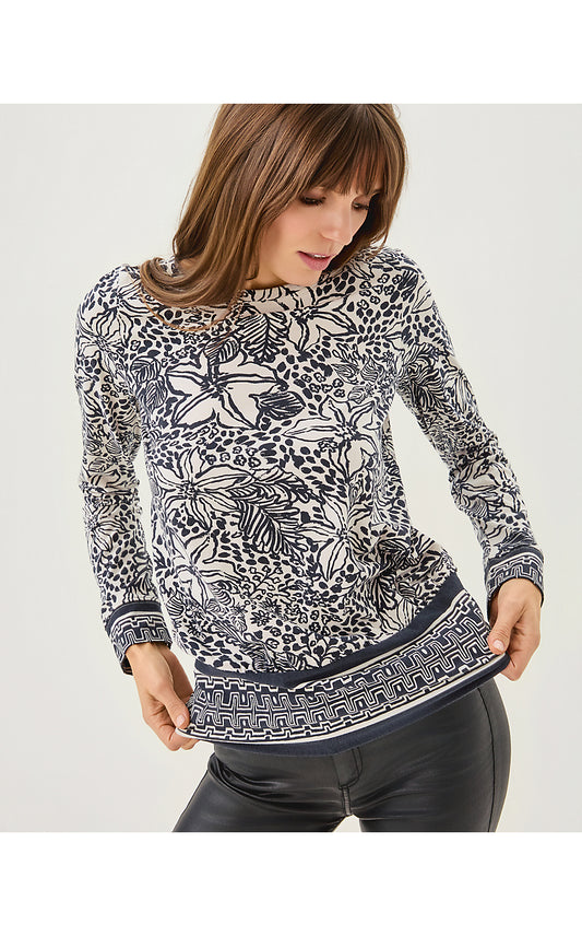 TAMIKA TOP, ONYX LOTS TO SPOT ENGINEERED KNIT TOP