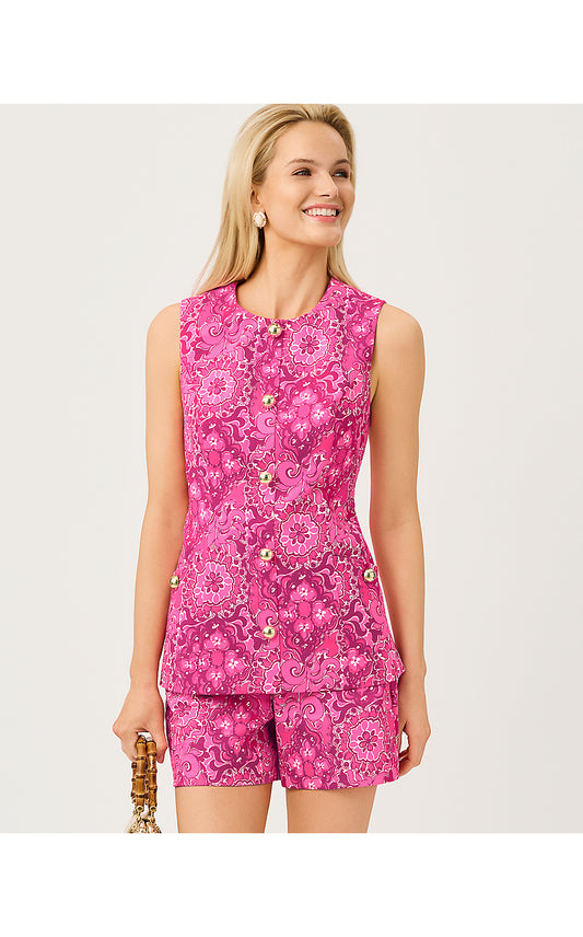 SARISSA STRETCH SHORT, PINK ASTER THE CASBAH ALLOVER