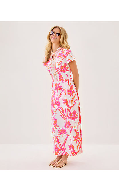 VELORA MAXI ROMPER, RESORT WHITE OVERSIZED LOVELY LONG STEMS ENGINEERE –  Palm Place
