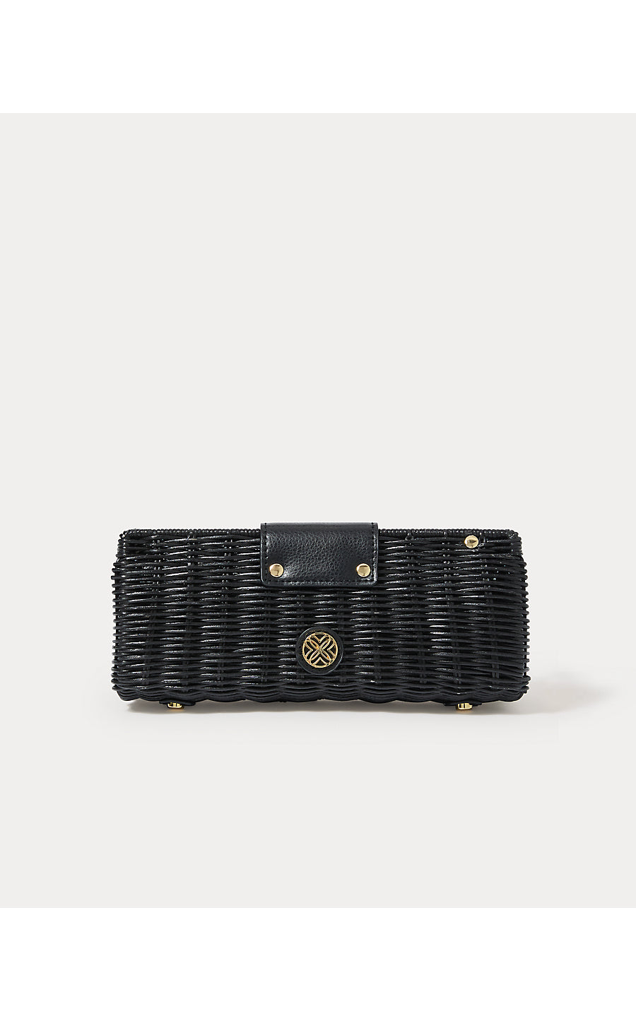 LEENA WICKER CLUTCH, NOIR