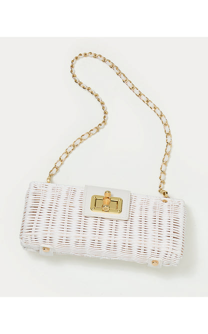 LEENA WICKER CLUTCH, RESORT WHITE