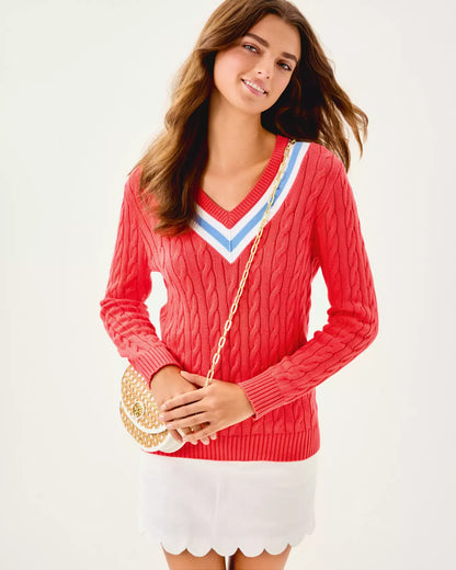 BROCKTON SWEATER, CANE CORAL X JACARANDA BLUE TIPPING