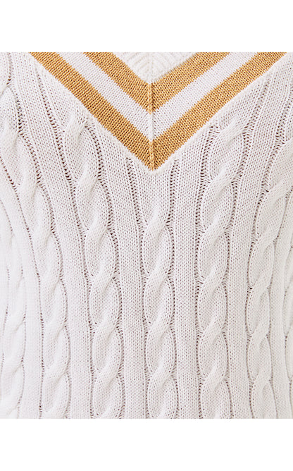 BROCKTON SWEATER, RESORT WHITE X WICKER TAN METALLIC TIPPING