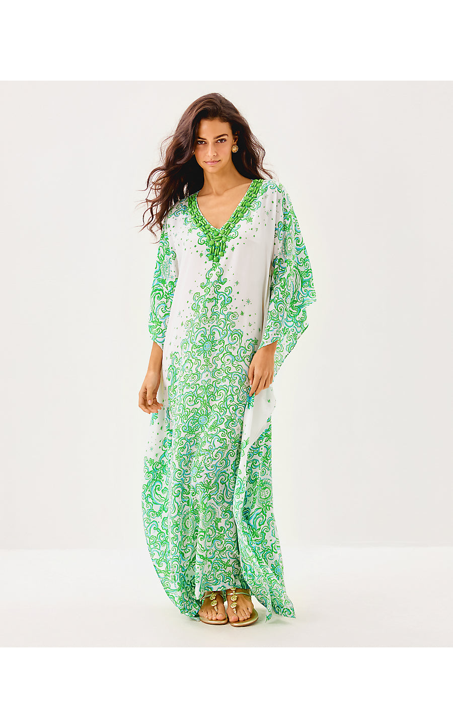 MARILLA SILK MAXI CAFTAN, RESORT WHITE SOL MATES ENGINEERED WOVEN DRESS