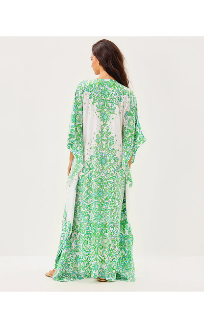 MARILLA SILK MAXI CAFTAN, RESORT WHITE SOL MATES ENGINEERED WOVEN DRESS